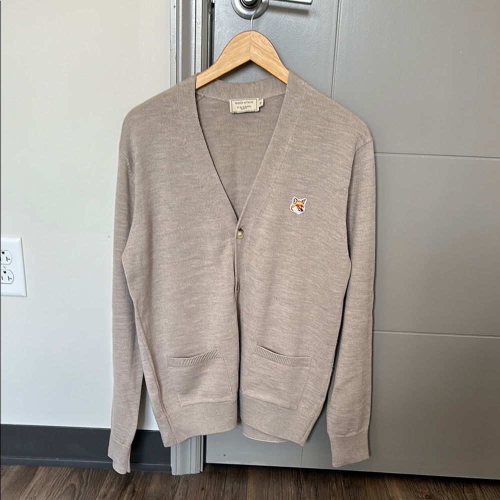 MAISON KITSUNE Beige Cardigan Sweater